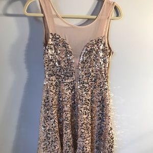 Gold Sequin Dress with plunging neckline